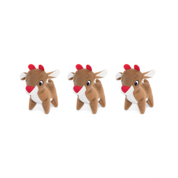 Zippy Paws 3-pack Miniz Squeaker Holiday Reindeer